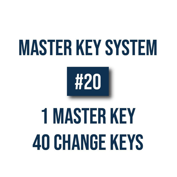Master Key Set Up System: 1 Master 40 Change Keys System # 20 Master Key Systems CLK