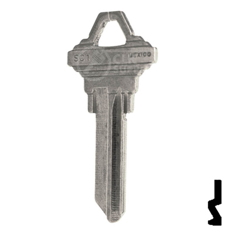 SC1 Schlage Key Blank ( Nickel Plated ) Residential-Commercial Key JMA USA
